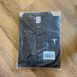 Tesla Logo Poplin Button Down Shirt Long Sleeve Mens XL Black
